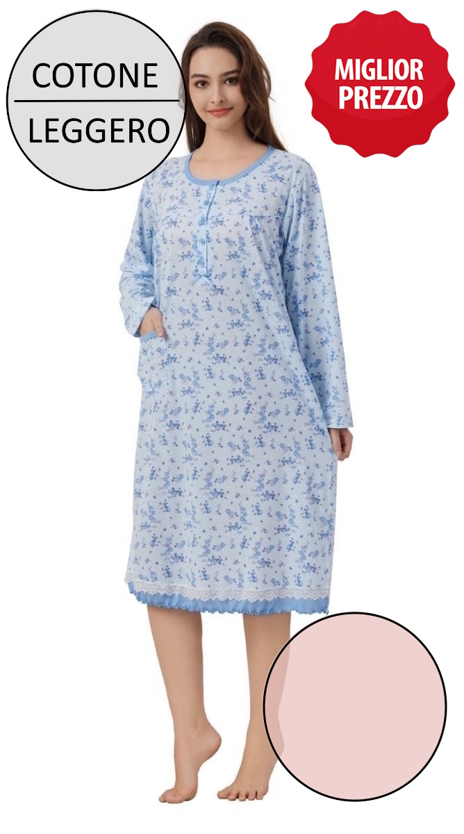 CAMICIA NOTTE DONNA BLUE FASHION 5923-1