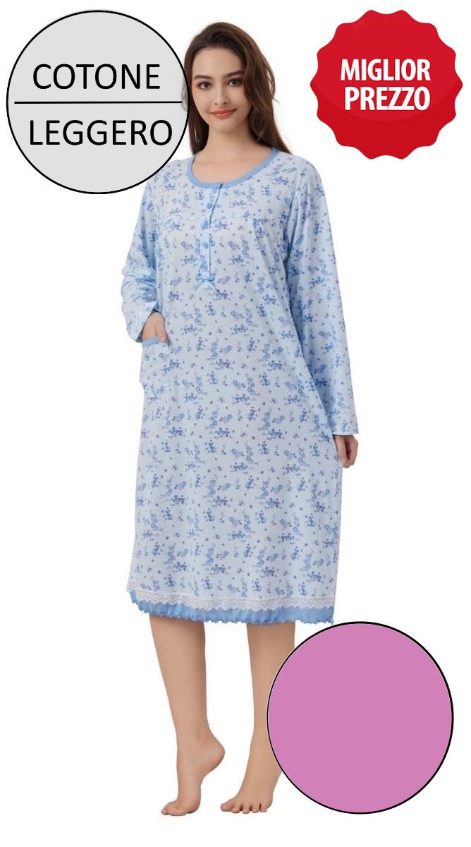 CAMICIA NOTTE DONNA BLUE FASHION 5923-3